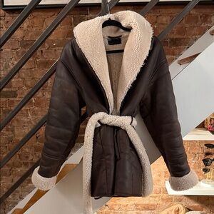 ASOS Dark Brown Teddy Jacket with Cream Lining